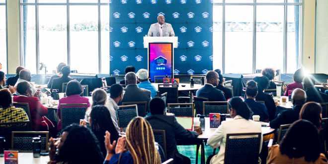 Speaker on stage at the 2023 HBCU Philanthropy Symposium